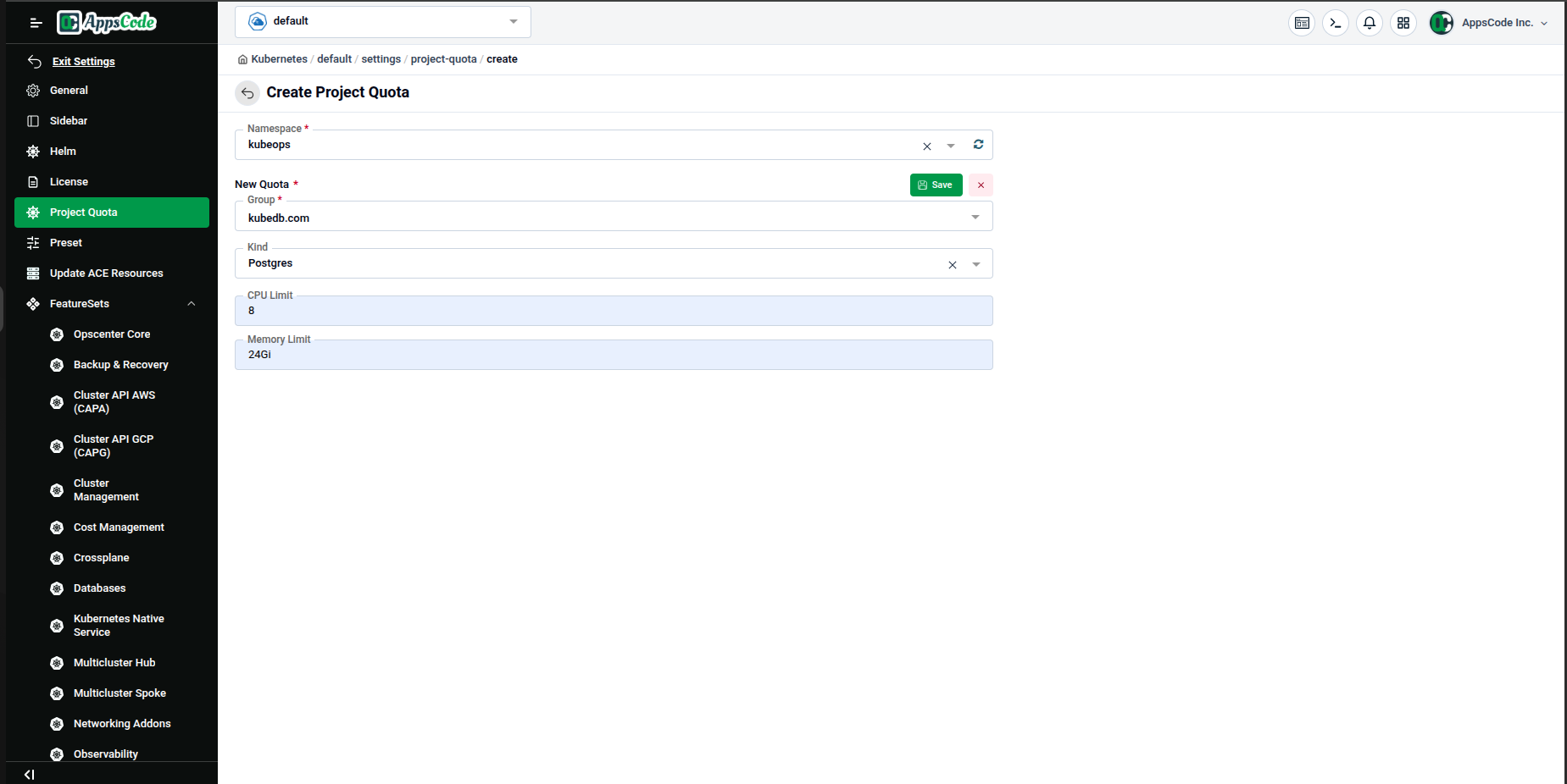 Project Quota Management | AppsCode