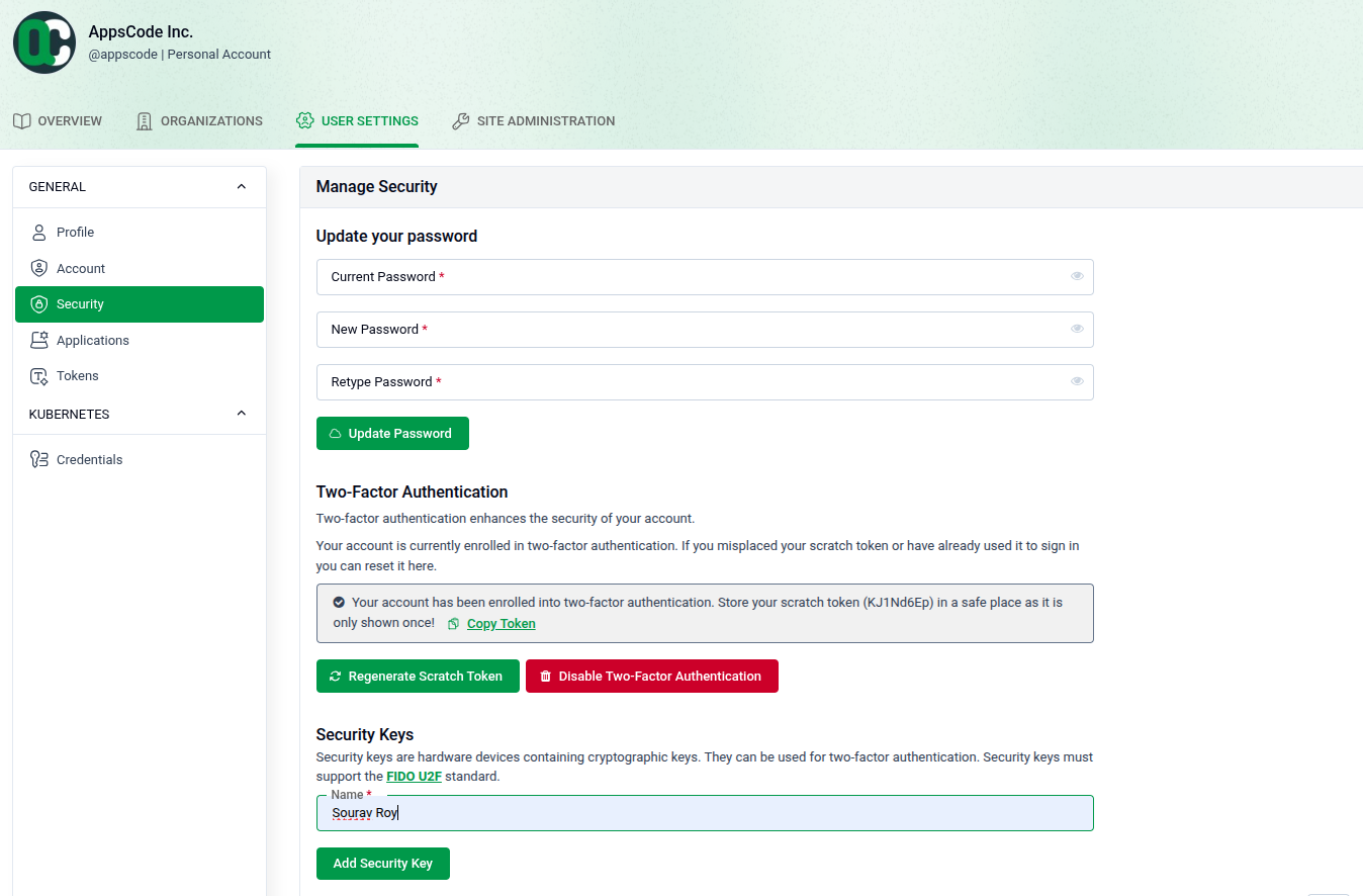 Account Security | AppsCode